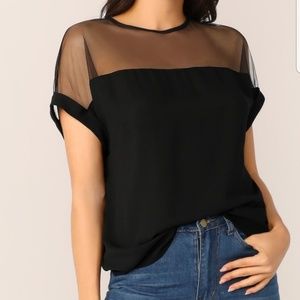 Black yoke top with sheer top